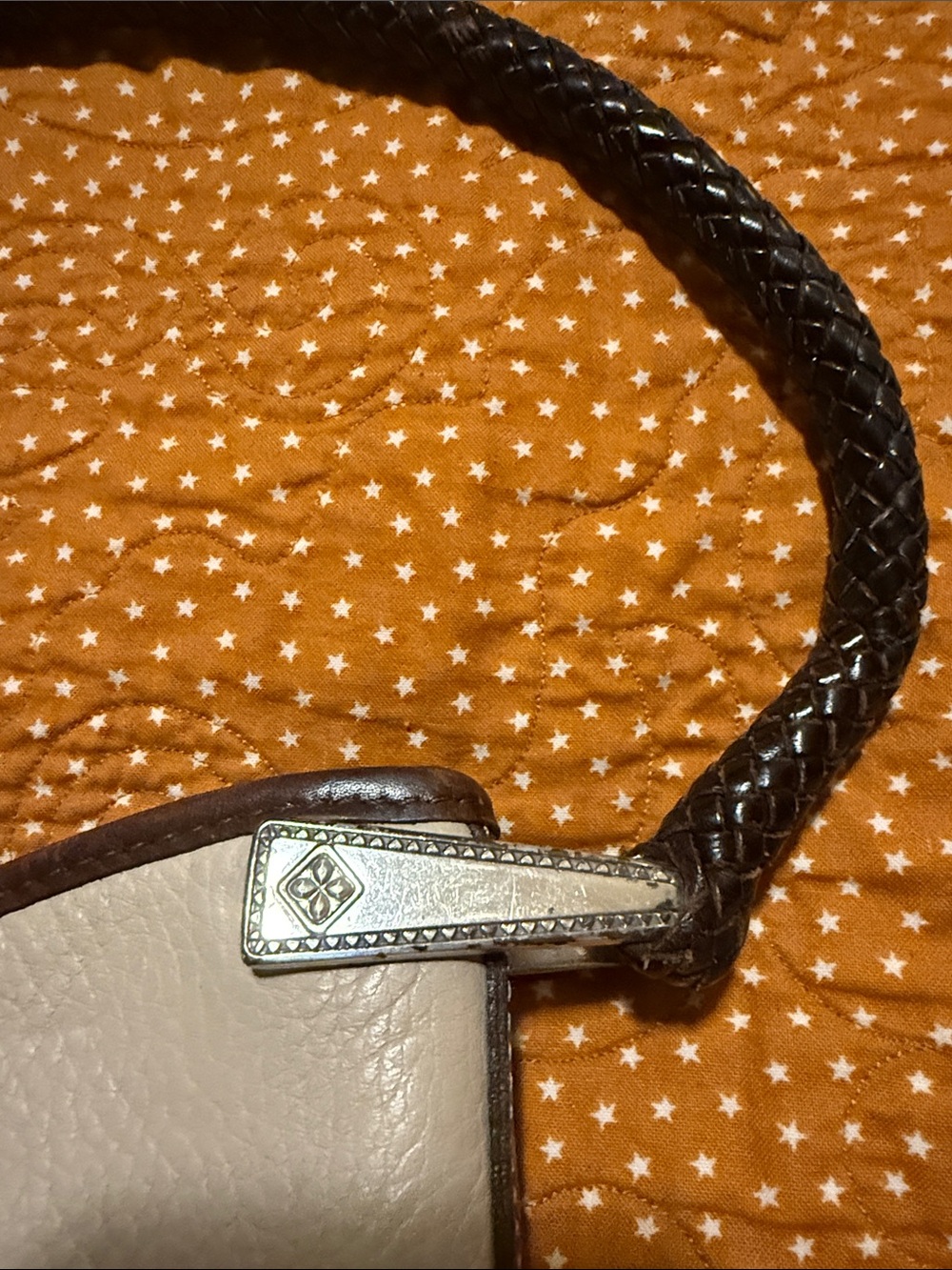 Brighton Beige and Brown Leather Shoulder Bag with Heart Charm - Picture 5 of 10